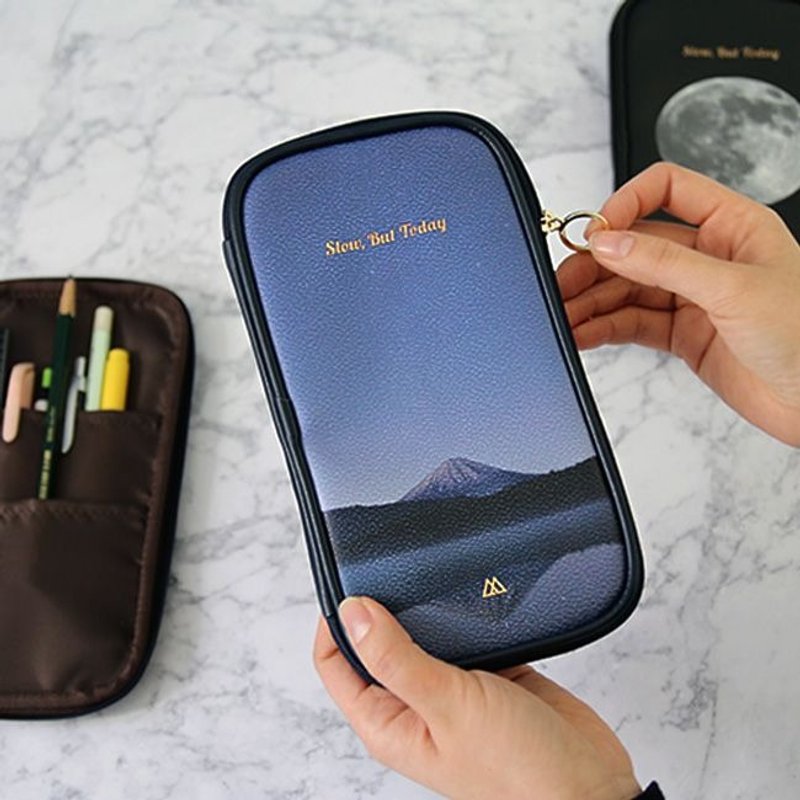 Second Mansion 皮革笔袋收纳烧饼包-03午夜星辰,PLD68080 - 铅笔盒/笔袋 - 纸 蓝色