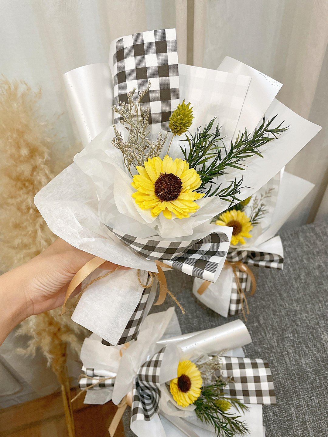 干燥花束【乡村格子】生日花束 母亲节花束 毕业花束 教师节礼物 - 干燥花/捧花 - 植物．花 