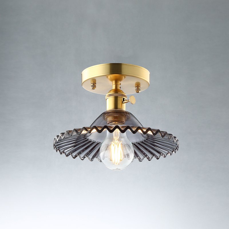 【尘年旧饰】怀旧铜制玻璃吸顶灯PL-1723附灯泡 - 灯具/灯饰 - 玻璃 灰色