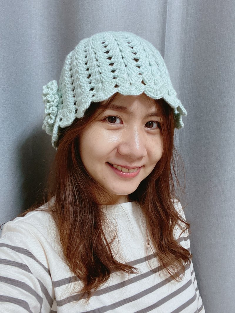 草绿色洞花渔夫帽 - 帽子 - 羊毛 绿色