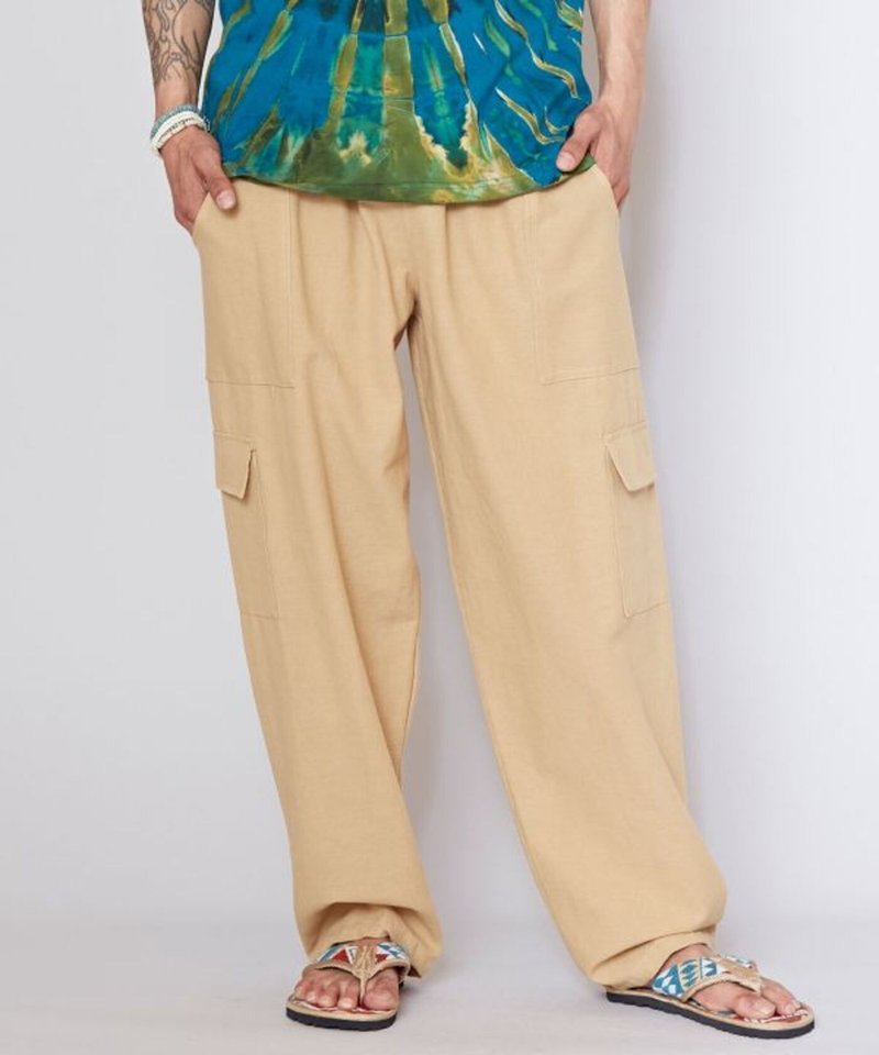 【热门预购】多口袋棉质宽版休闲裤 (3色) TLG-5651 - 中性裤装 - 棉．麻 