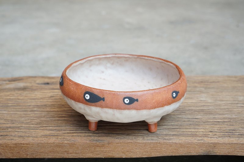 Fish bowl , handmade ceramic, pottery  ,clay - 花瓶/陶器 - 陶 卡其色