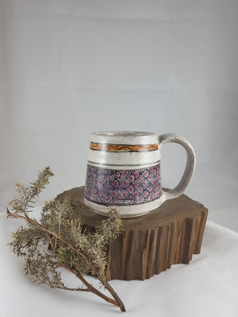 紫色鱼纹手工复古风马克杯 - 咖啡杯/马克杯 - 陶 紫色