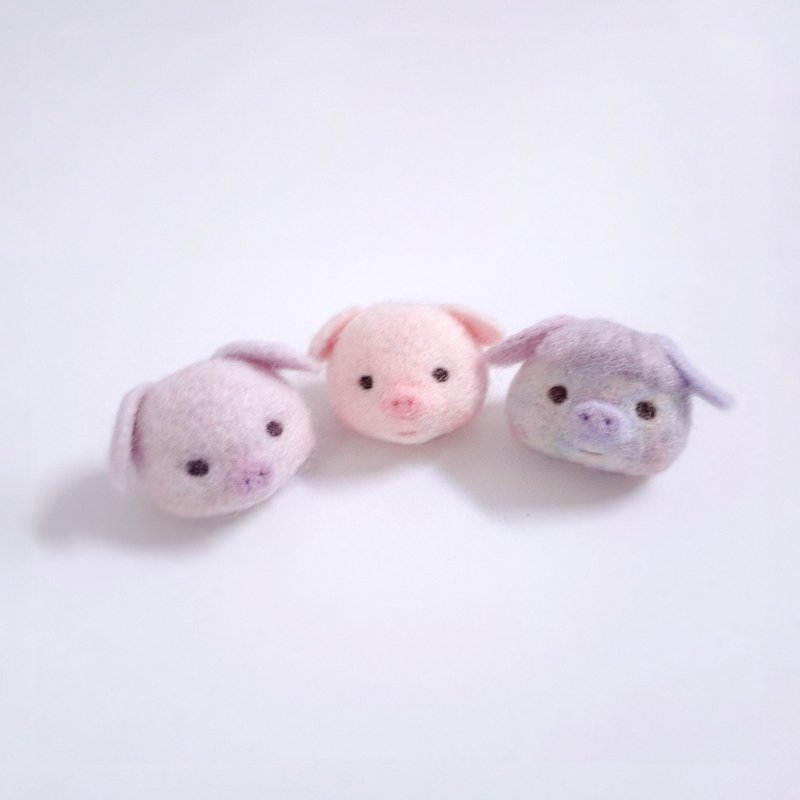 小猪猪 小猪脸 羊毛毡 别针 - 胸针 - 羊毛 多色