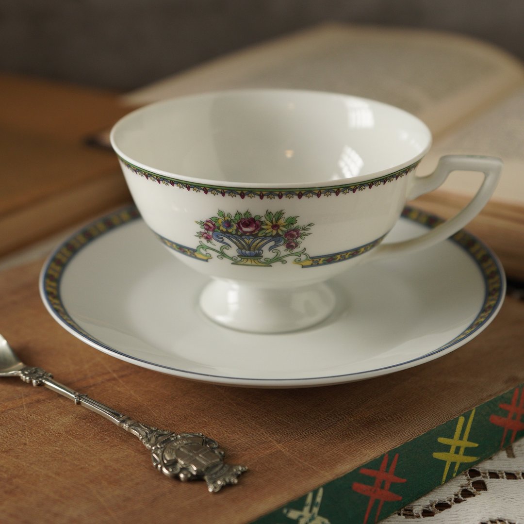 德国König Tettau彩色盆花薄瓷咖啡杯/茶杯组 - 茶具/茶杯 - 其他材质 白色