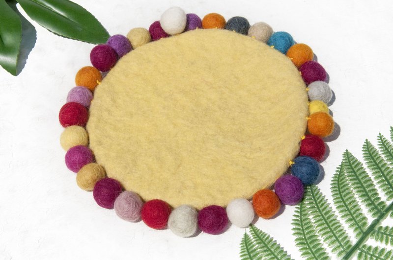 黄色 露营道具 野餐道具 厨房 手工羊毛毡汤圆色 糖果色羊毛毡 彩虹 隔热垫 锅垫 羊毛毡锅垫-芒果蛋糕彩虹色 圆型锅垫 - 餐垫/桌巾 - 羊毛 多色