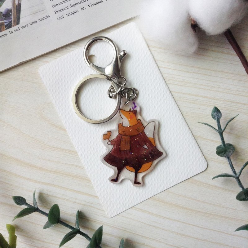 动物系列-手绘风格饰品_秋季狐狸 - 钥匙链/钥匙包 - 其他金属 
