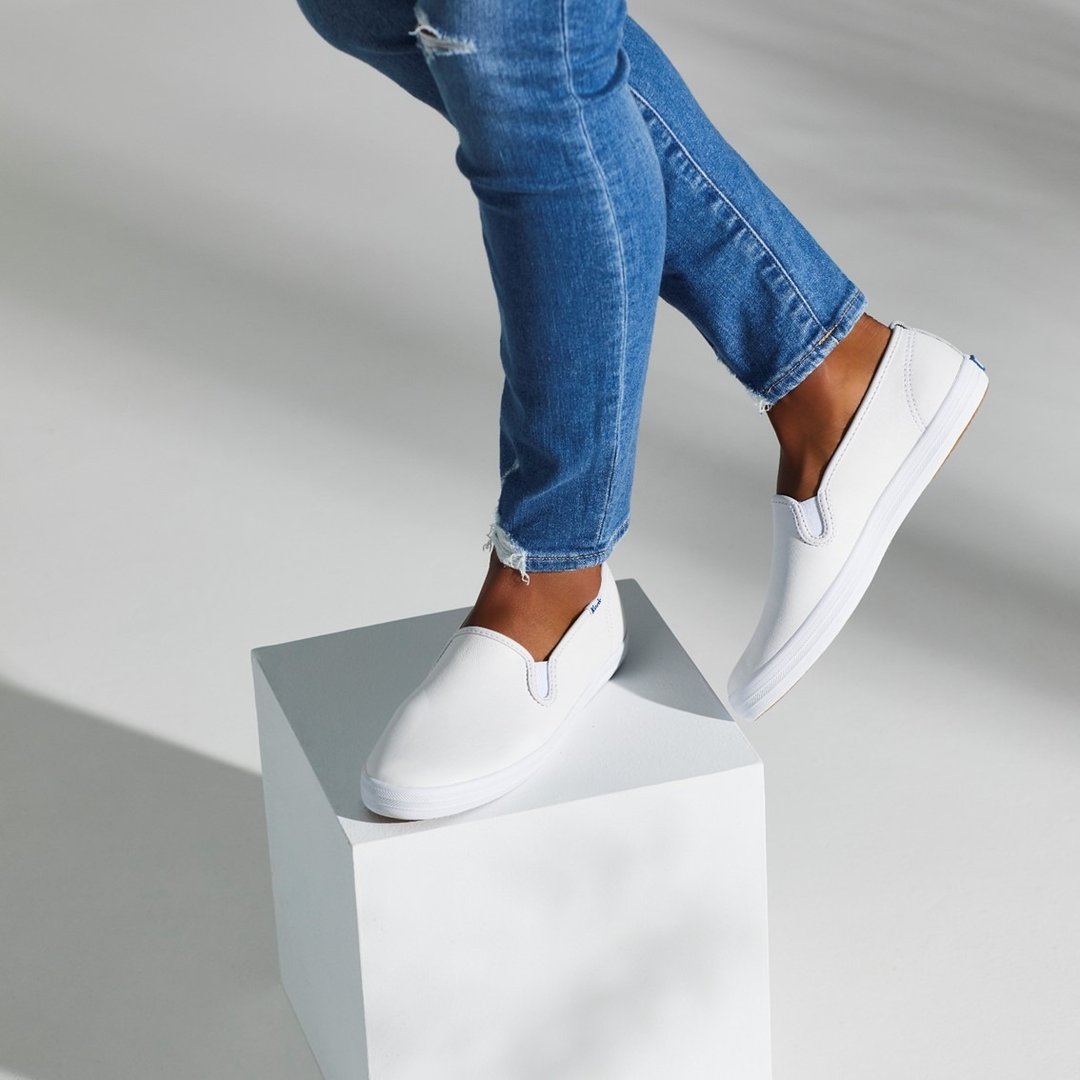 KEDS CHAMPION SLIPON 经典皮革休闲小白鞋9191W110018 - 女款休闲鞋 - 真皮 