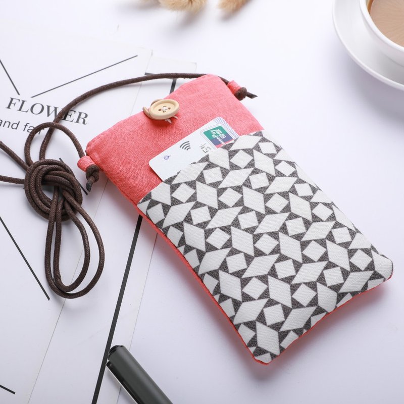 原创客制iPhone/手机包/手机套 / 单肩/斜背/脖挂 可客制任何尺寸 - 手机壳/手机套 - 棉．麻 红色