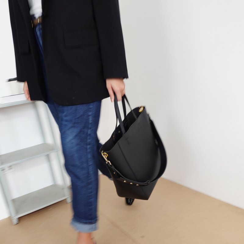 Tote bag - Everyday series - Large - Black - 手提包/手提袋 - 人造皮革 黑色