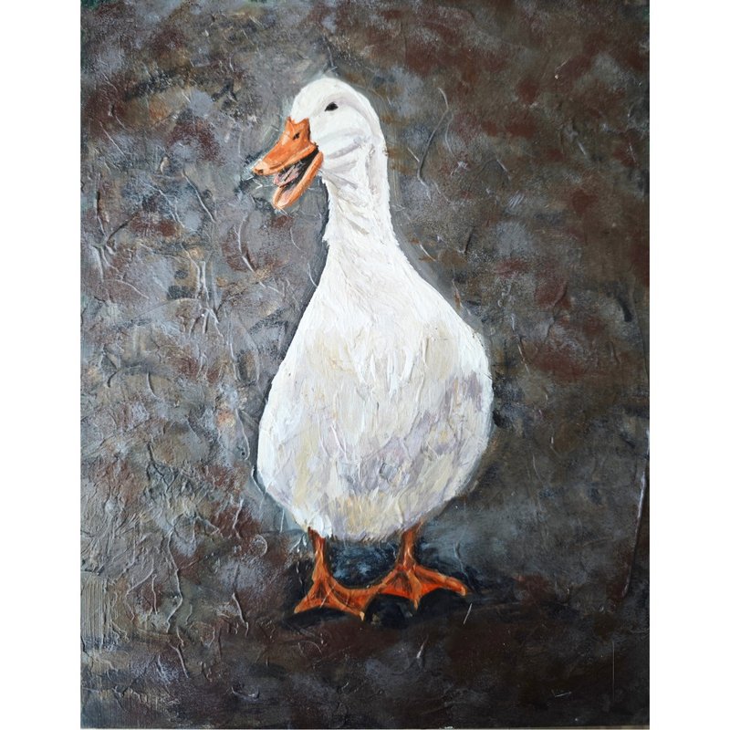 深色背景上的白鸭原创艺术鸟画作品 作者 RinaArtSK - 墙贴/壁贴 - 其他材质 多色
