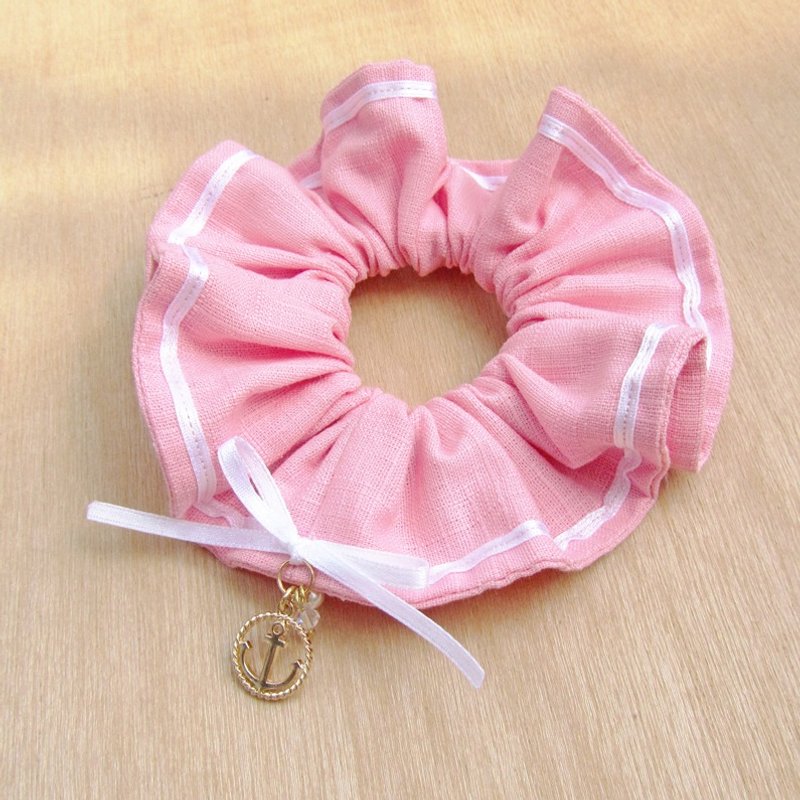 水手系列 - 草莓粉 - 大肠圈 发圈 发束 - 发饰 - 棉．麻 粉红色