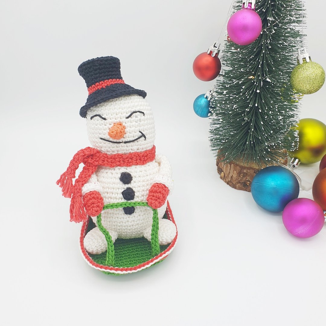 The Happy Snowman With Sleigh | Amigurumi Christmas Crochet PATTERN PDF - 手工艺教程/工具书 - 其他材质 