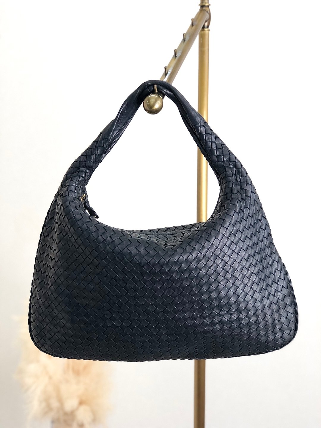 【日本直送，名牌二手包装】Bottega Veneta Bottega Veneta Intrecciato 单肩包黑皮革 Hobo 6nja43 - 侧背包/斜挎包 - 真皮 黑色