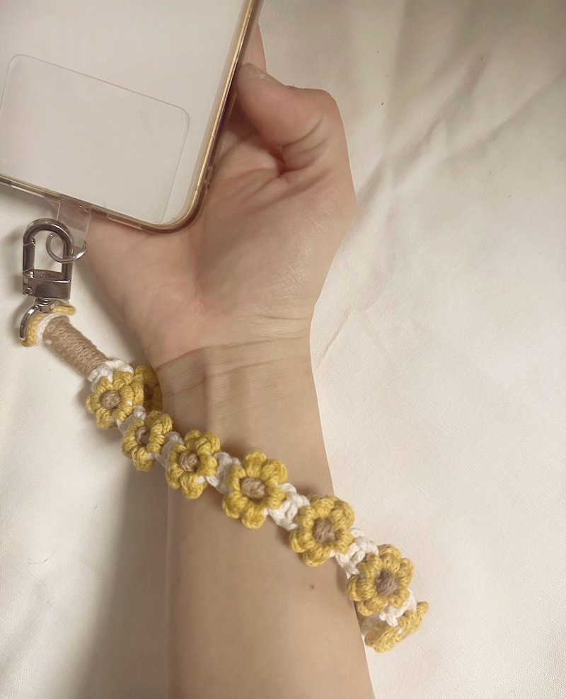 向日葵/小花编织手机挂绳/手腕挂绳 - 挂绳/吊绳 - 棉．麻 