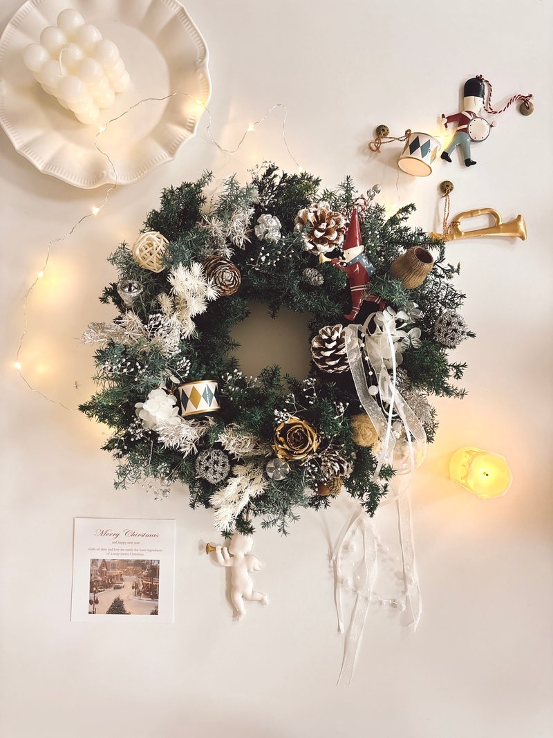 【圣诞礼盒】银雪仙境永生雪松花圈 圣诞礼物 - 墙贴/壁贴 - 植物．花 多色