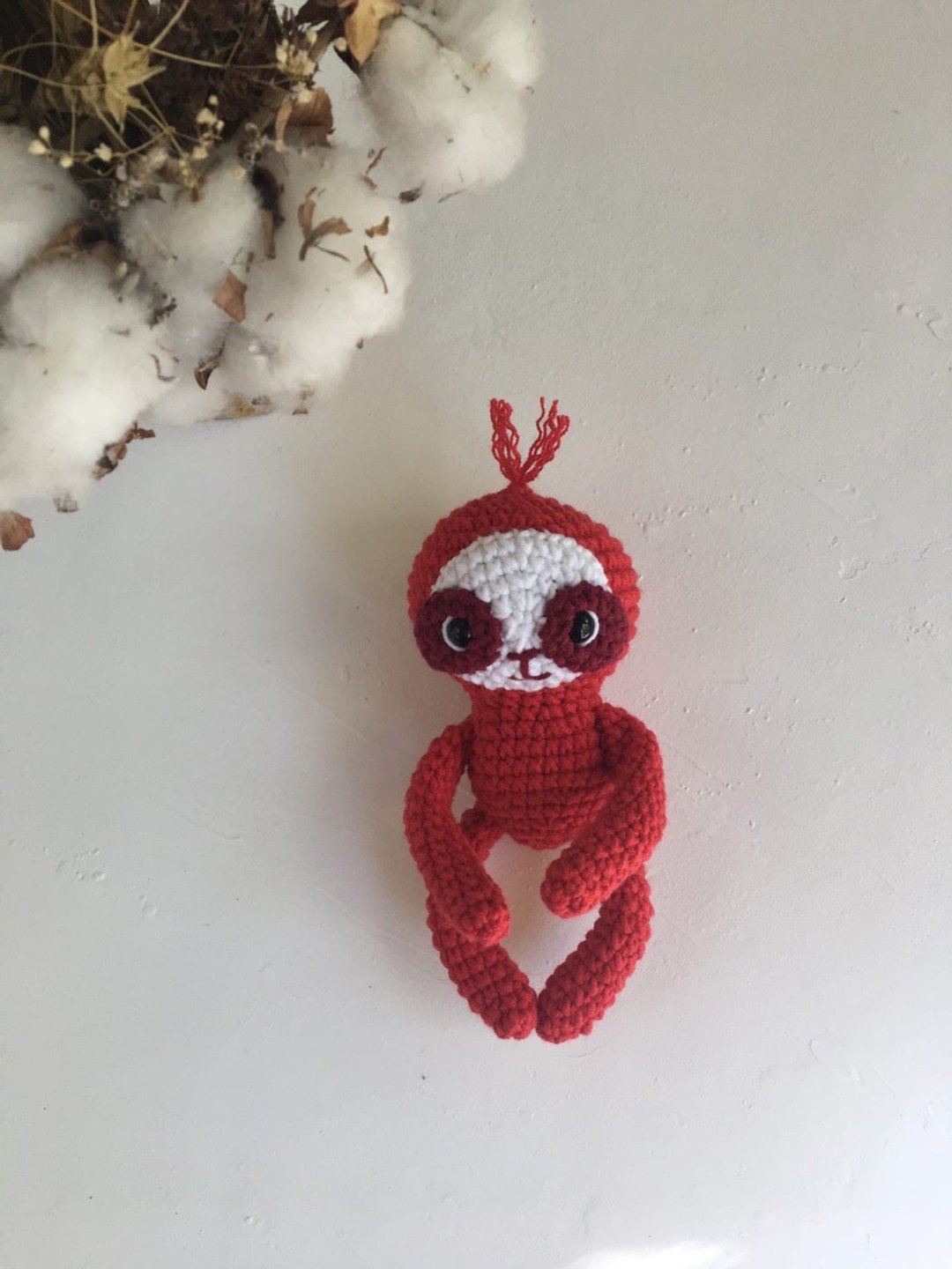 Amigurumi钩针玩具红色树懒动物 - 玩具/玩偶 - 羊毛 红色