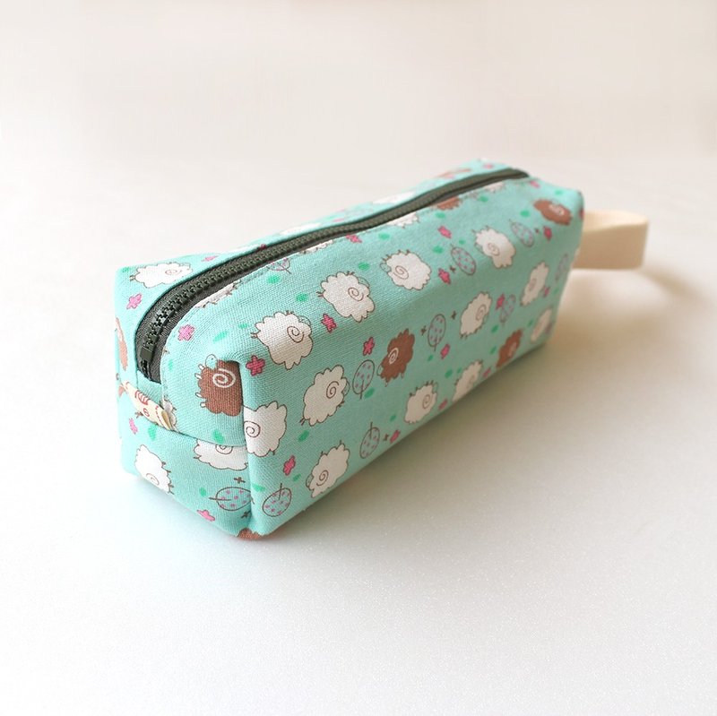 数羊日记手提笔袋/收纳袋 万用袋 铅笔盒 - 铅笔盒/笔袋 - 棉．麻 蓝色