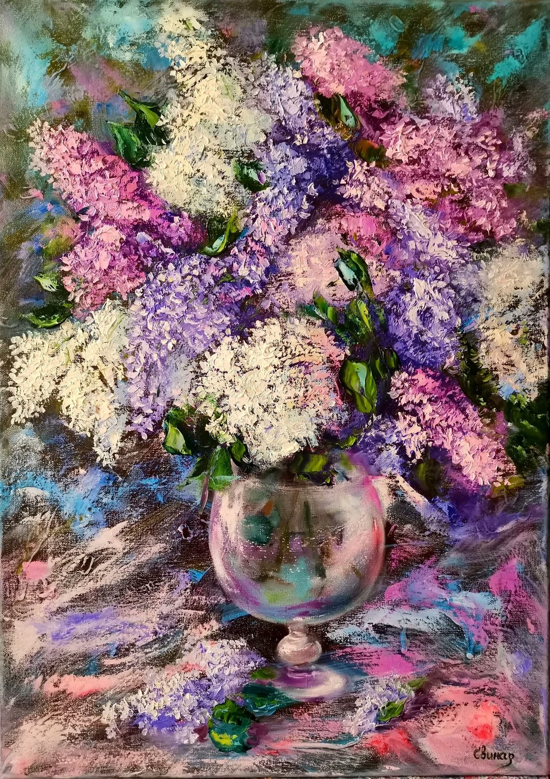丁香花厚涂大布面油画原创艺术家 Svinar Oksana - 其他 - 其他材质 多色