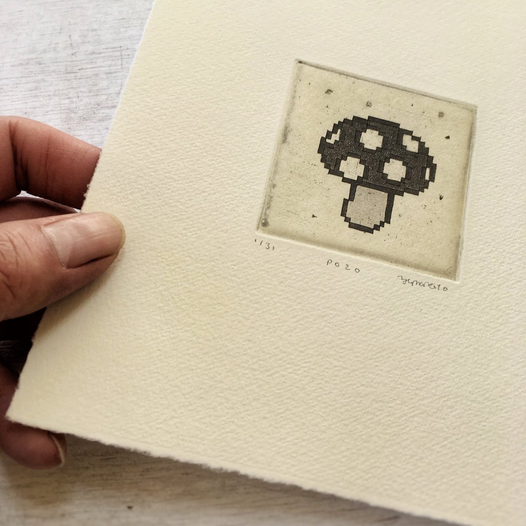 8-bit mushroom copperplate - 其他 - 纸 灰色