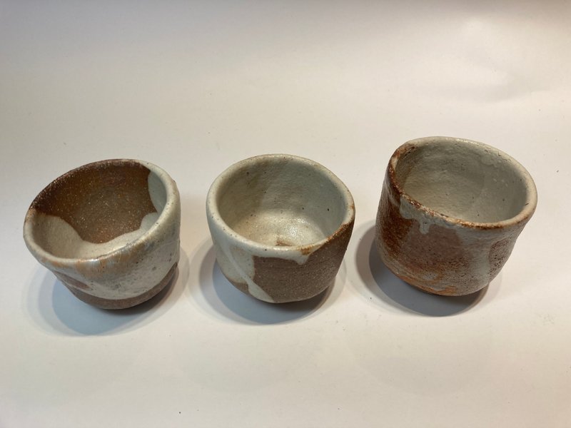 白色斑驳3小杯 - 茶具/茶杯 - 陶 咖啡色