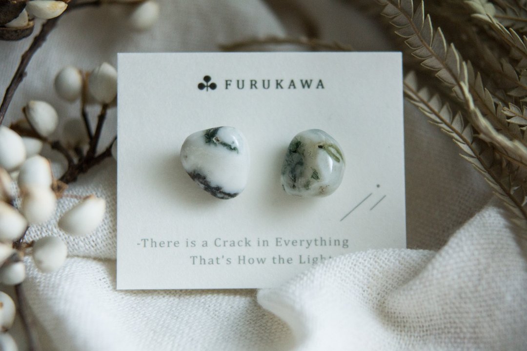 CRACK | 矿物系耳环 |  EARRINGS - 耳环/耳夹 - 玉石 绿色