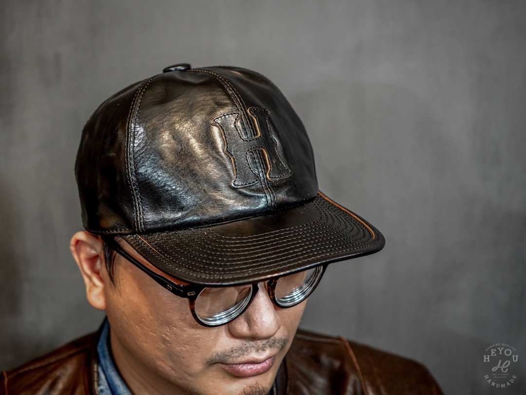 Veg-Tanned Leather Baseball Cap 皮革棒球帽 - 帽子 - 真皮 黑色