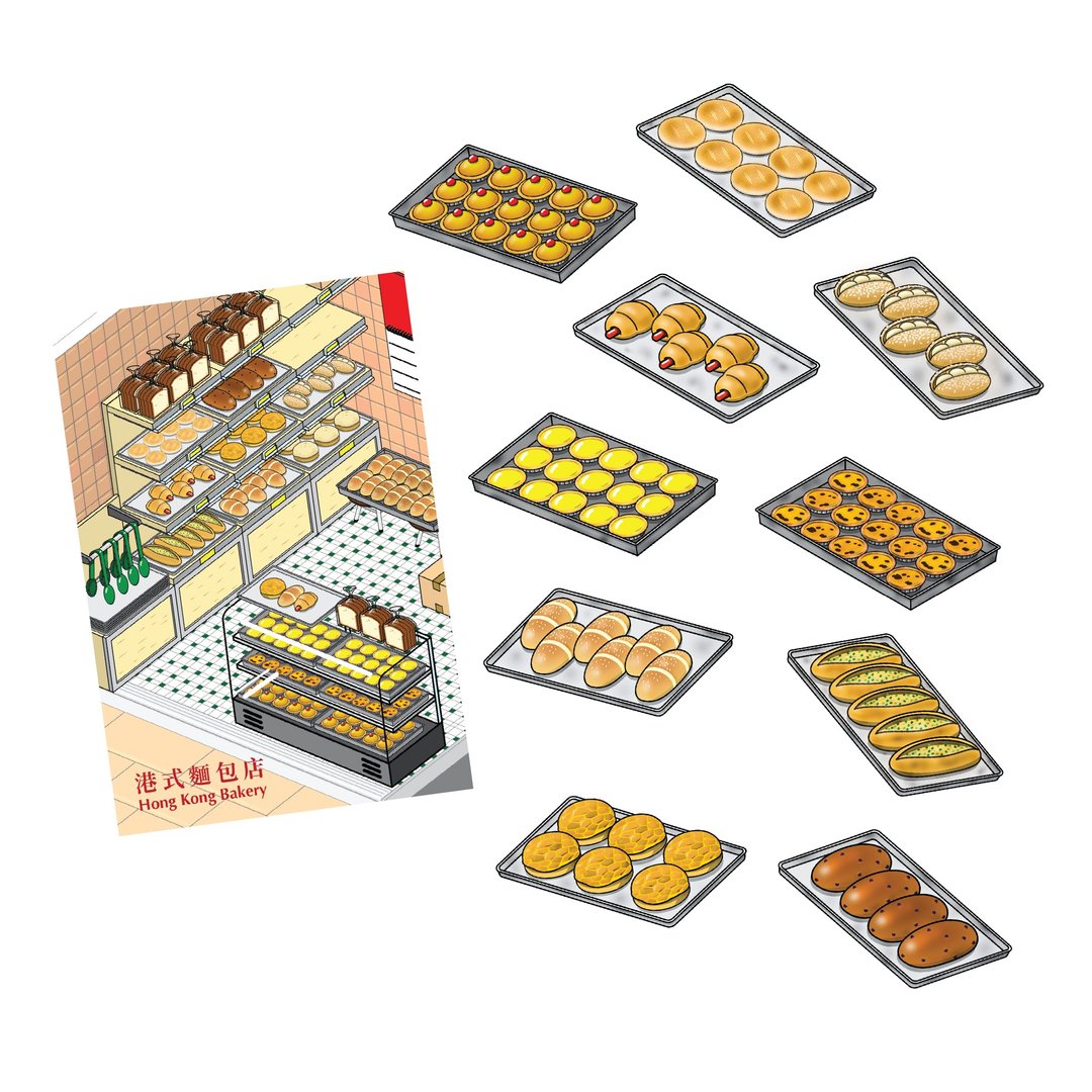 CHIILL 香港港式面包店特色手信名信片 +10 张防水贴纸 - 贴纸 - 纸 多色