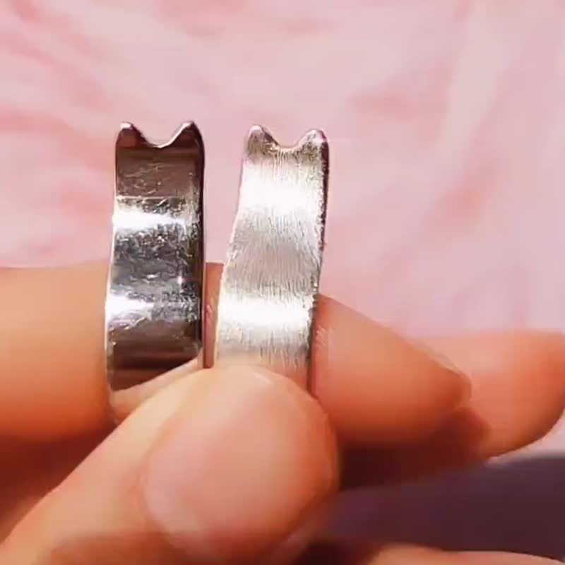抱抱猫纯银开口戒指 - 戒指 - 纯银 蓝色