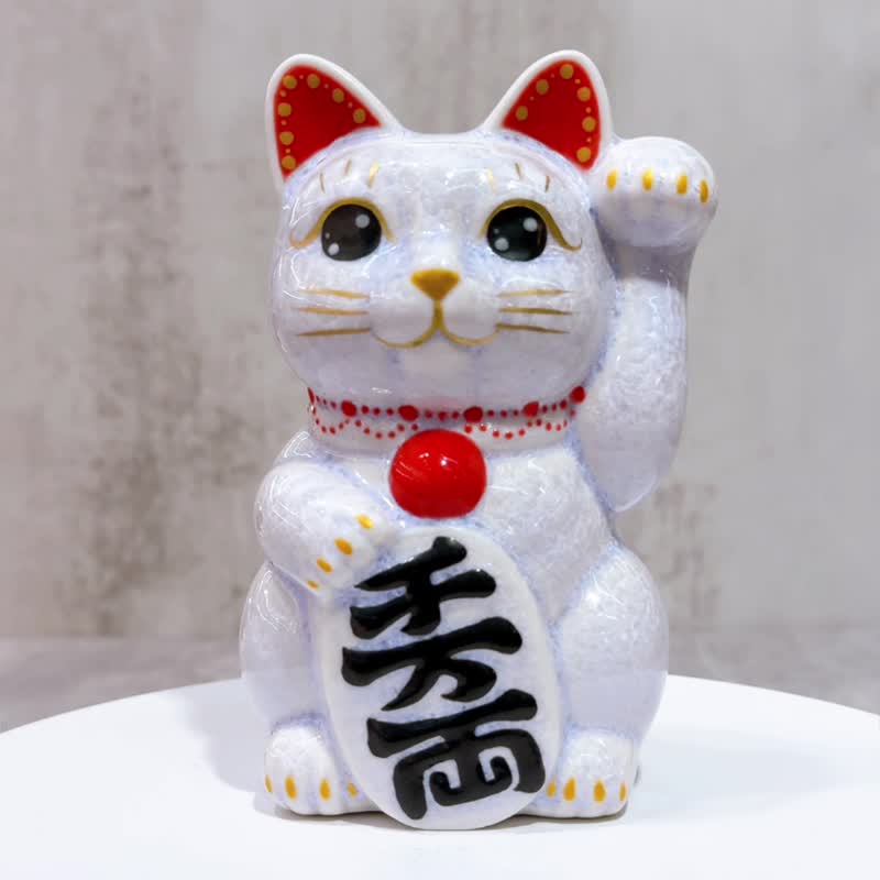 【雅藤招财】日本清水烧招财猫 | 花结晶 藤 千万両 左 - 摆饰 - 瓷 蓝色