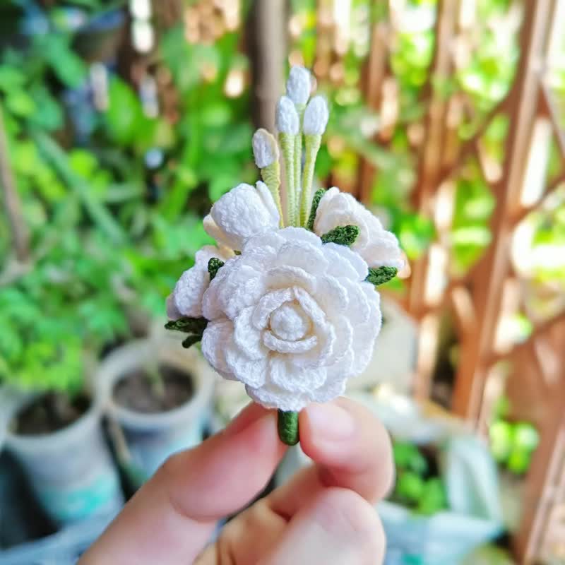 茉莉花胸针，钩编 - 胸针 - 其他材质 白色