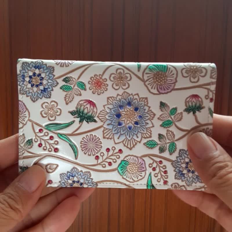 卡夹 牡丹 钴蓝色 - 证件套/卡套 - 真皮 蓝色