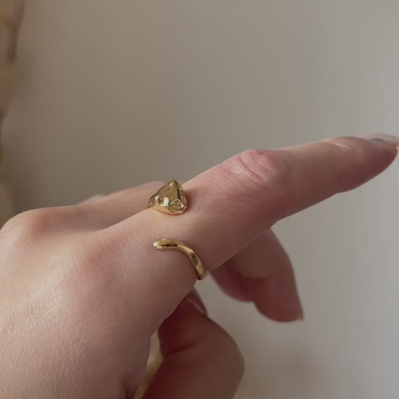 复古猫咪戒指 猫 戒指 猫咪 - 戒指 - 铜/黄铜 金色