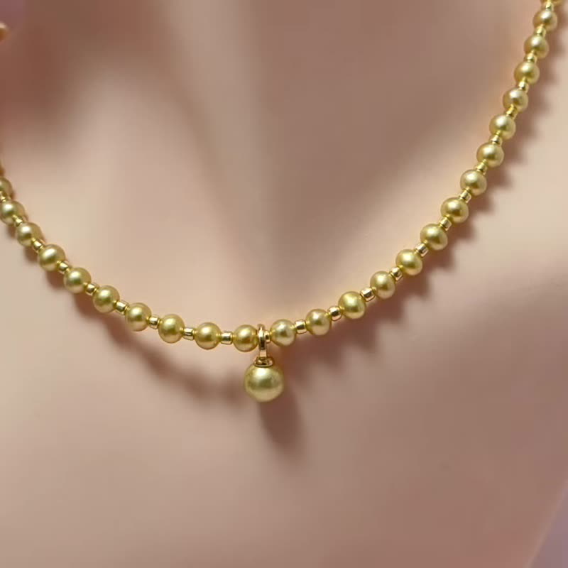 金色流年 天然淡水珍珠  BABY珍珠 香槟金色 华丽 项链 - 项链 - 珍珠 粉红色