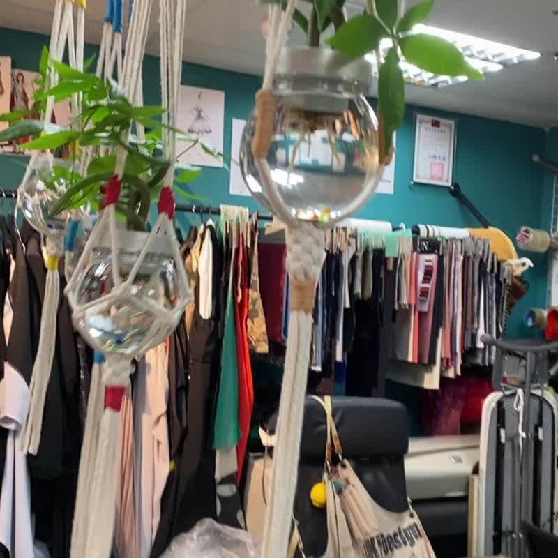 Macrame吊挂盆栽_水耕发财树 - 植栽/盆栽 - 棉 