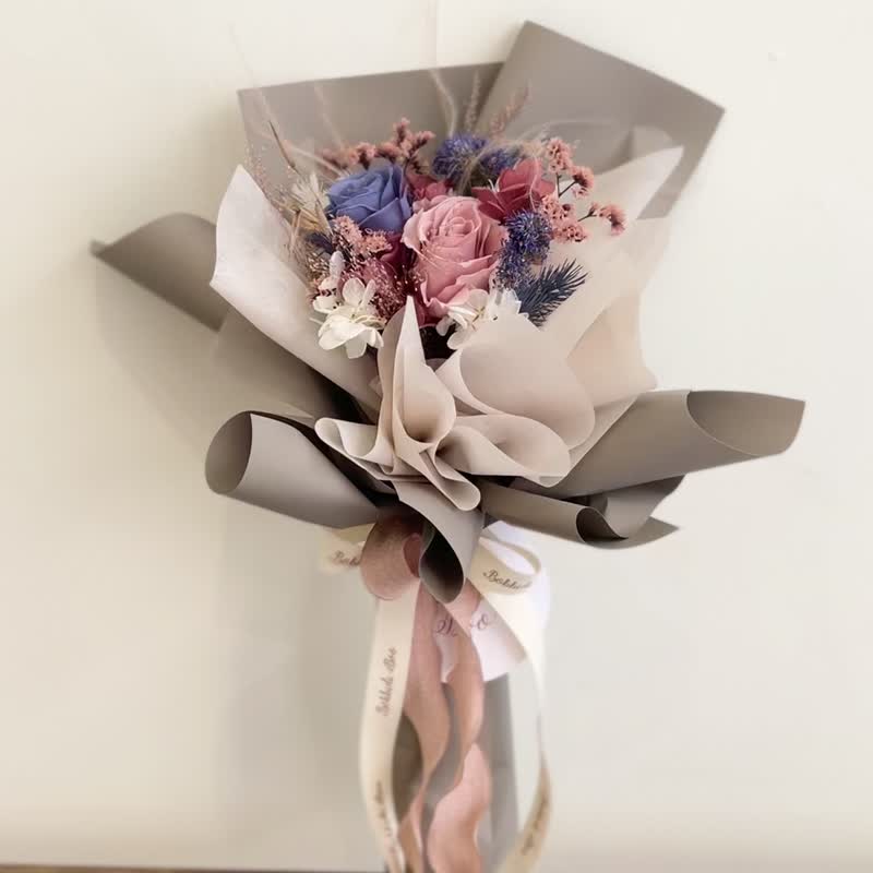 【永生玫瑰花花束】• 情人节/永生玫瑰花/永生玫瑰花花束/玫瑰花 - 干燥花/捧花 - 植物．花 蓝色