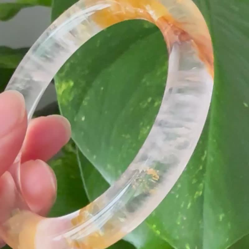 千层雪花圆条黄胶花手镯 56 - 手链/手环 - 水晶 黄色