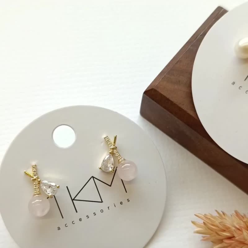 1KM永不遗忘•天然珍珠宝石耳环-2色 - 耳环/耳夹 - 珍珠 