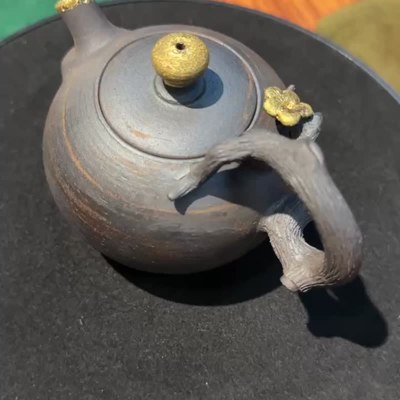 手工制作-紫泥绞泥梅花壶-容易约160cc - 茶具/茶杯 - 其他材质 