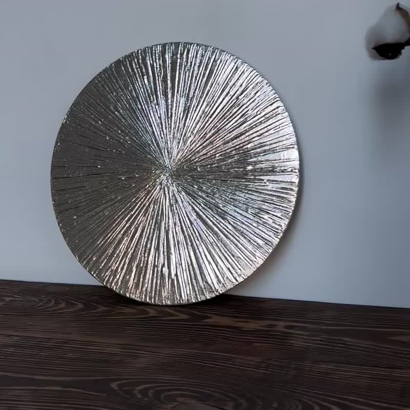 银圆形画，墙上的平底锅，银墙面装饰 - 海报/装饰画/版画 - 其他材质 银色