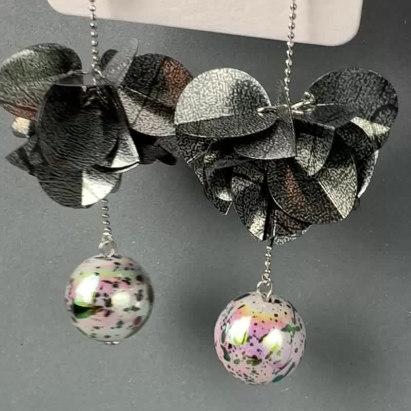 绣球花-球 - 耳环/耳夹 - 塑料 银色