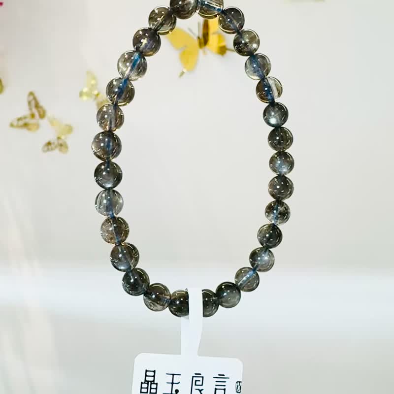 星空魔鬼海蓝宝6mm9.31g高光金属光泽冥想水晶首选释放压力 - 手链/手环 - 水晶 蓝色
