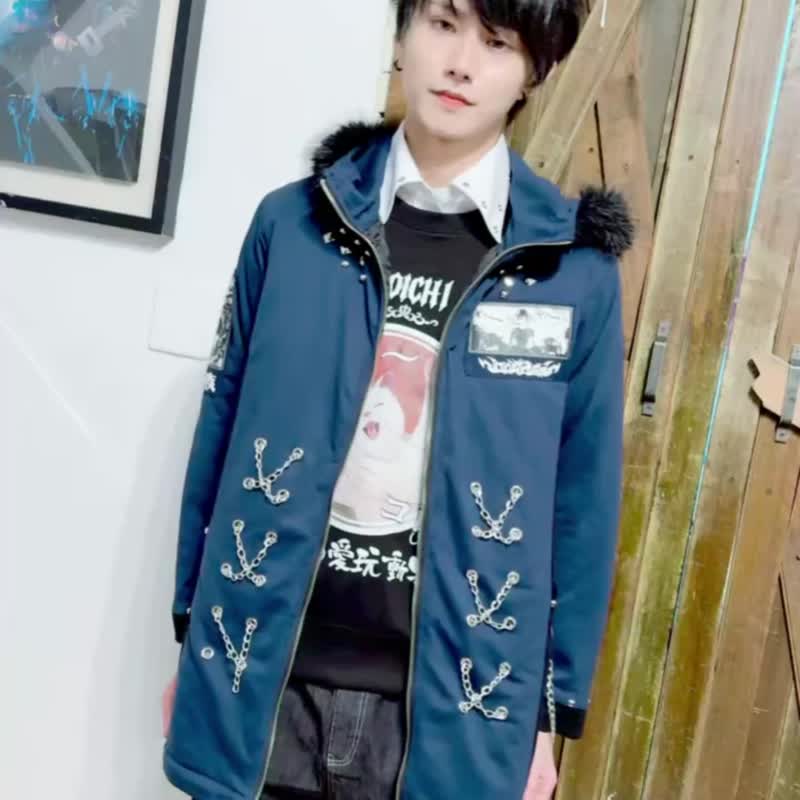 原创伊藤润二 狂热联名十字路口的美少年毛领铺棉连帽外套 JJIT11 - 男装外套 - 棉 