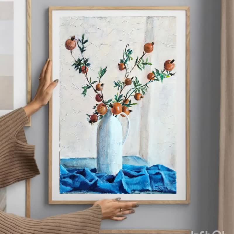 在画布上用油画颜料画花 - 墙贴/壁贴 - 棉．麻 卡其色