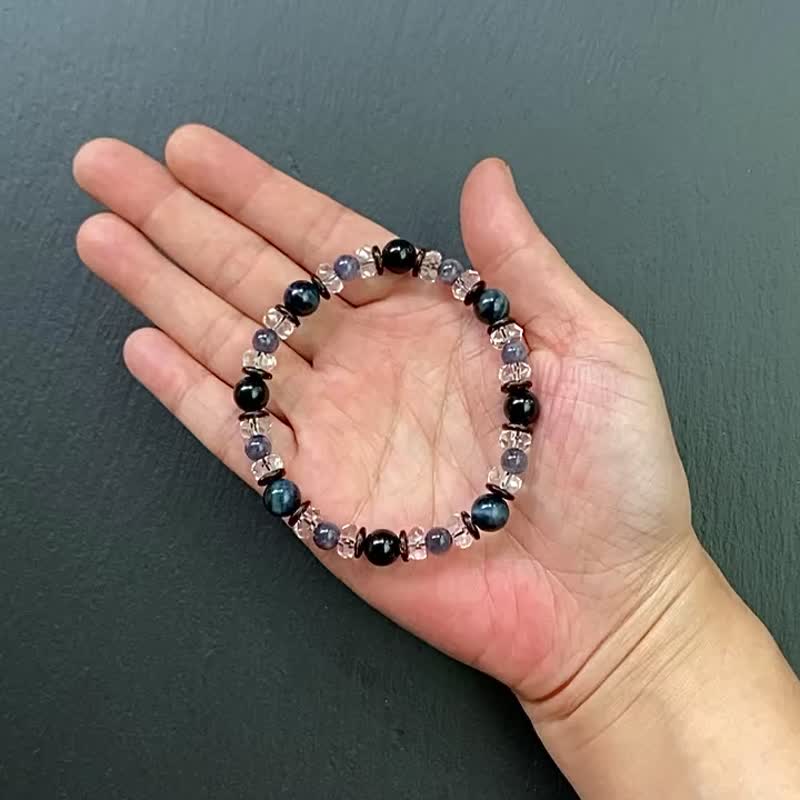 蓝虎眼石 黑曜石 堇青石 椰壳 白水晶 水晶手链  定制化手链 - 手链/手环 - 水晶 多色