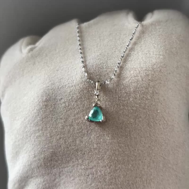 【Beebers 经典】湖畔之泪 - 925 银镶嵌天然磷灰石坠链 - 项链 - 纯银 银色