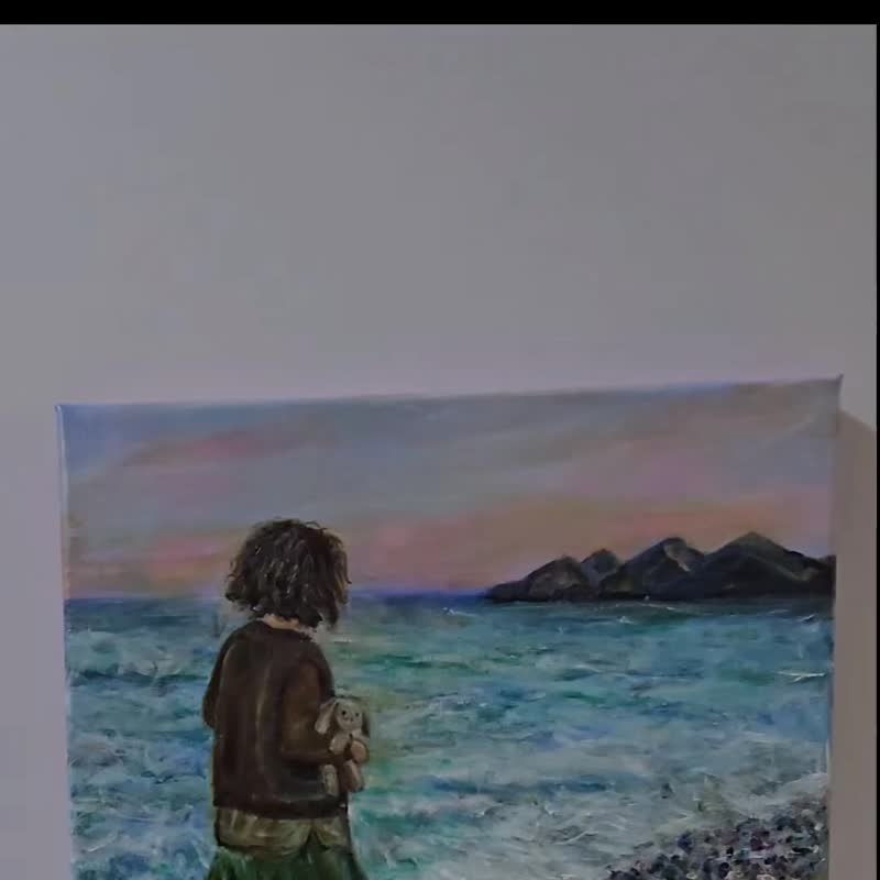 压克力画/丙烯艺术/手绘装饰挂画 30×30【海边走走】 - 海报/装饰画/版画 - 压克力 