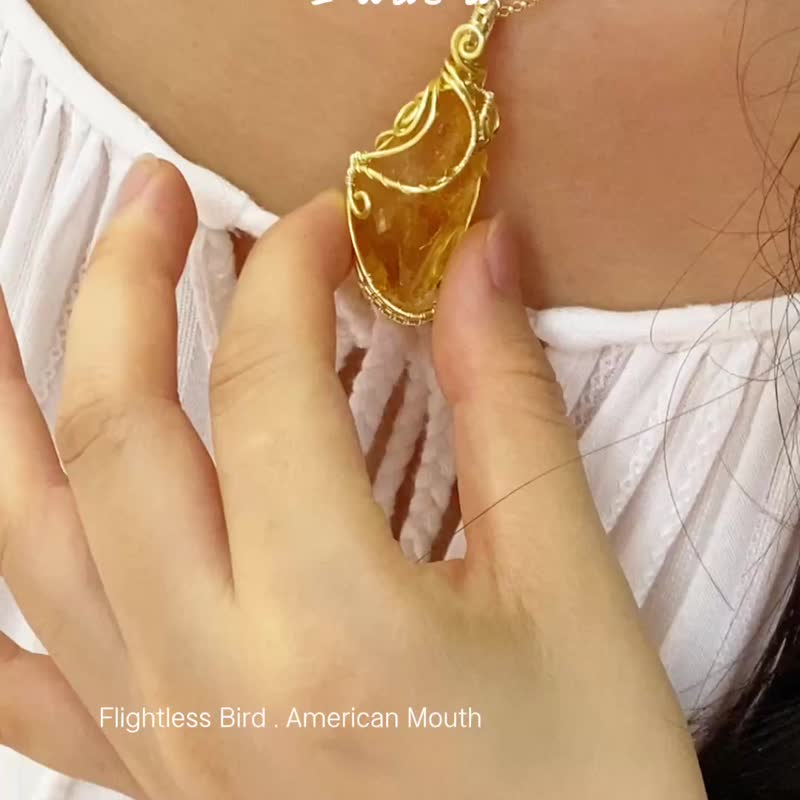 【招财黄水晶】手工编织水晶项链 / 可定制挂饰 - 项链 - 水晶 黄色