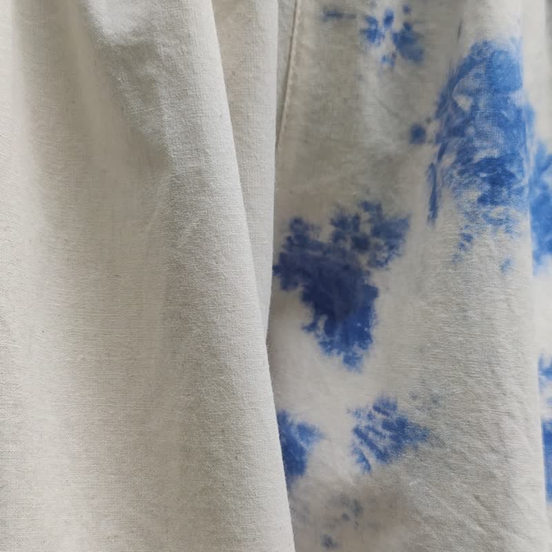 Jinda Pants K - 靛蓝色扎染宽裤 - 女装长裤 - 棉 蓝色
