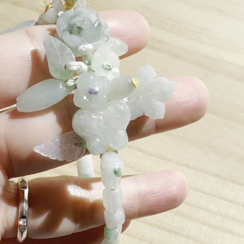 手工翡翠手链 — 绿色花园 - 手链/手环 - 玉石 绿色